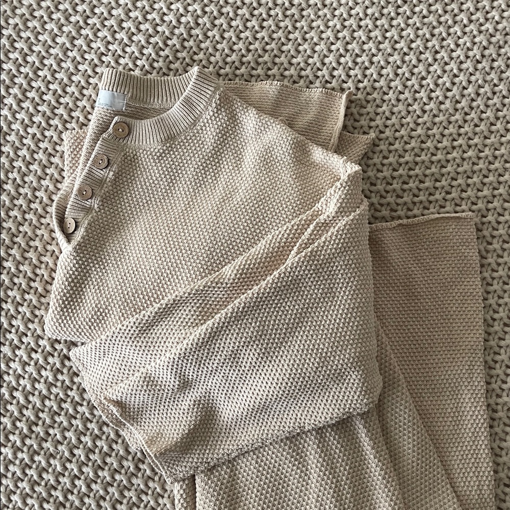 Free People Beach Hailee Sweater Set in Au Lait Women's Size Large Boho
